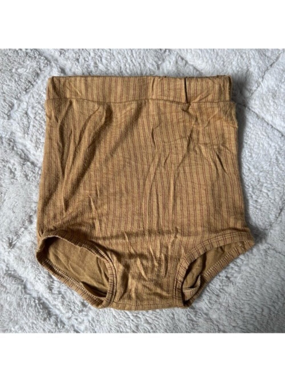 Kate Quinn | Gold Soft Bamboo Striped Bloomer Diaper Cover | Size 18-24 Months